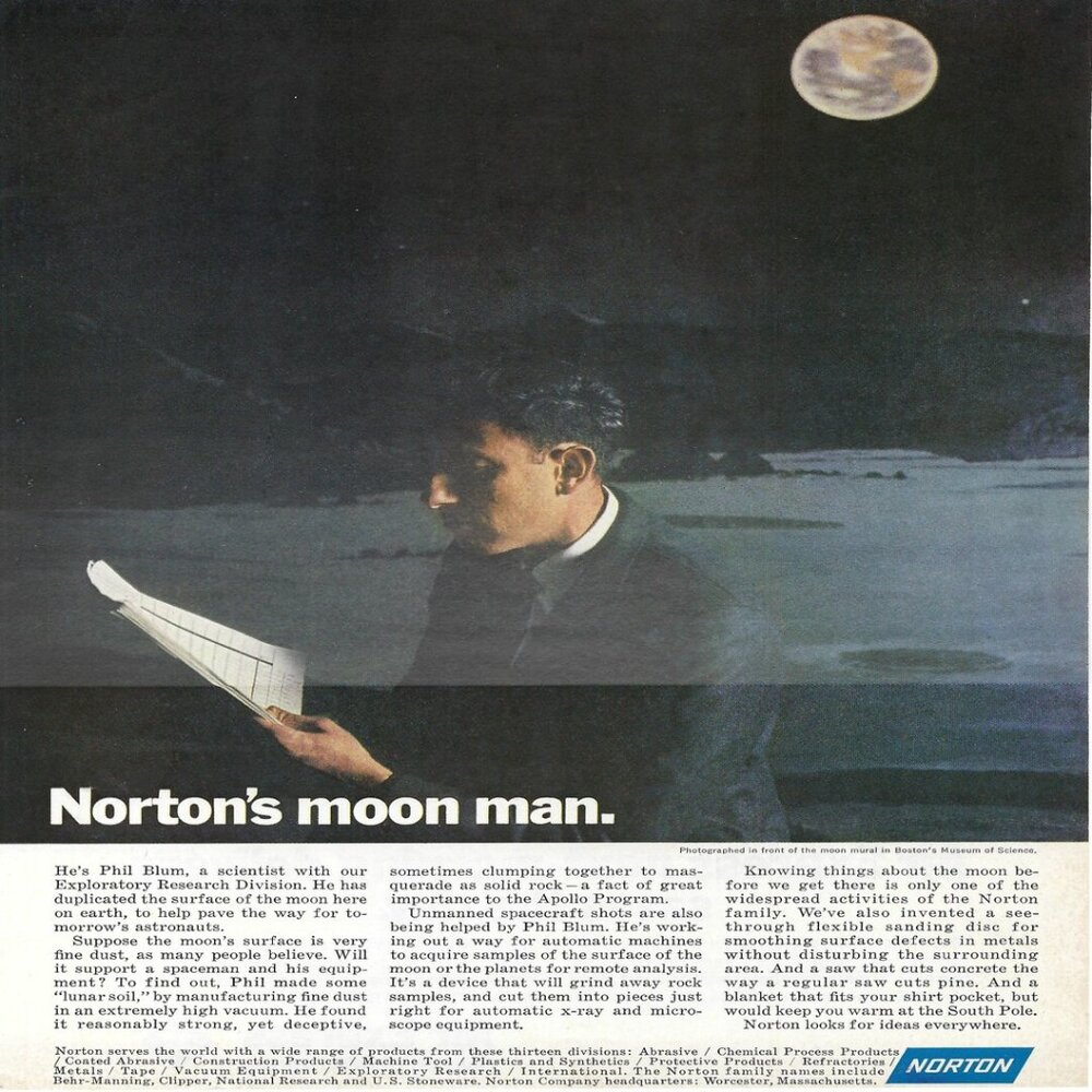 1967 Norton Moon Man Scientist Phil Blum Vintage Magazine Print Ad/Poster